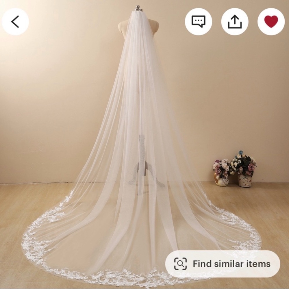 Elegant White Bridal Veil with Lace Trim